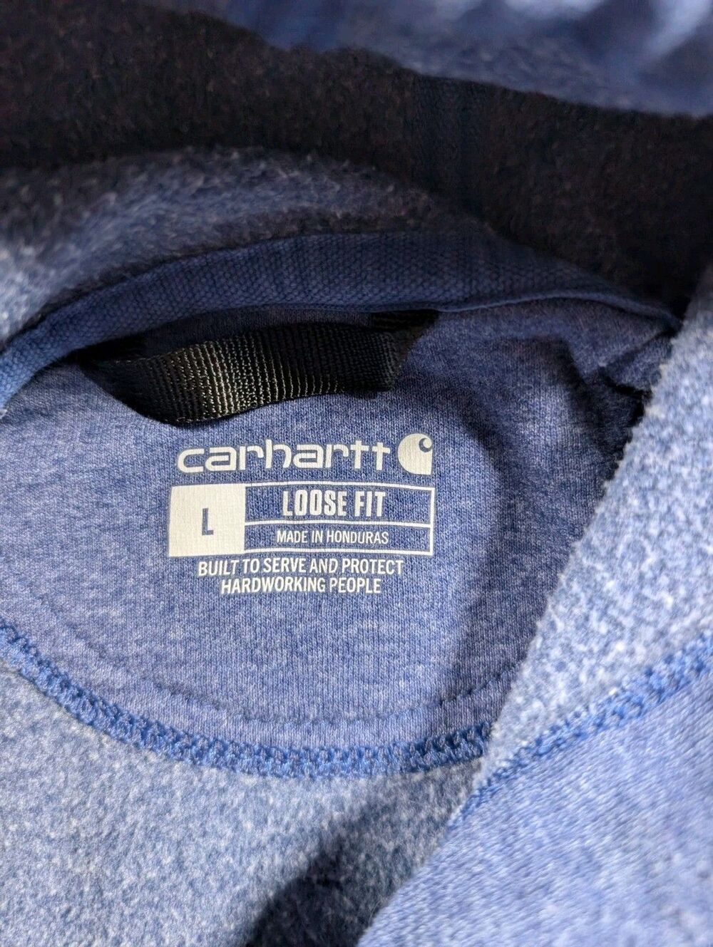 Carhartt Hoodie Sweatshirt Mens Large Blue Loose Fit Fleece Pullover K288 - Picture 4 of 9